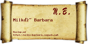 Milkó Barbara névjegykártya